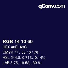 カラーコード: RGB 14 10 60 | qconv.com