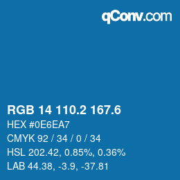 カラーコード: RGB 14 110.2 167.6 | qconv.com