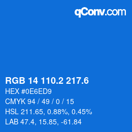カラーコード: RGB 14 110.2 217.6 | qconv.com
