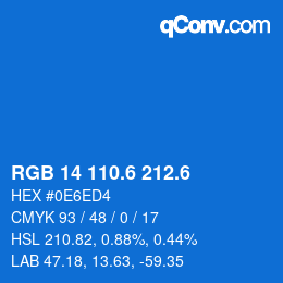 カラーコード: RGB 14 110.6 212.6 | qconv.com