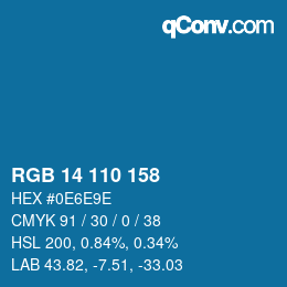 Color code: RGB 14 110 158 | qconv.com