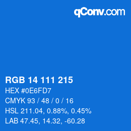 Color code: RGB 14 111 215 | qconv.com