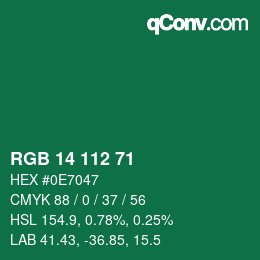 Color code: RGB 14 112 71 | qconv.com