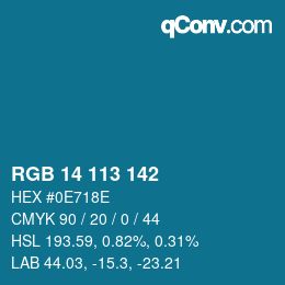 Color code: RGB 14 113 142 | qconv.com