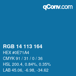 Color code: RGB 14 113 164 | qconv.com