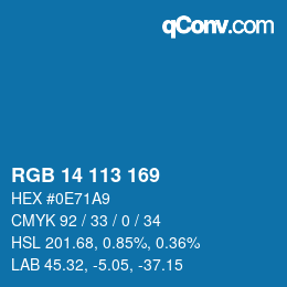 Color code: RGB 14 113 169 | qconv.com