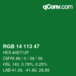 Color code: RGB 14 113 47 | qconv.com
