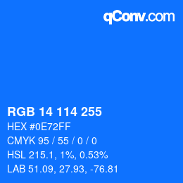 Color code: RGB 14 114 255 | qconv.com