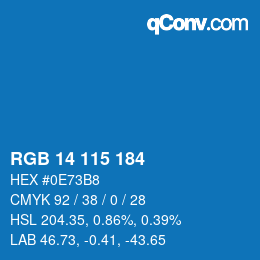 Color code: RGB 14 115 184 | qconv.com