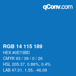 カラーコード: RGB 14 115 189 | qconv.com