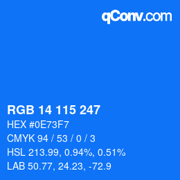 Color code: RGB 14 115 247 | qconv.com