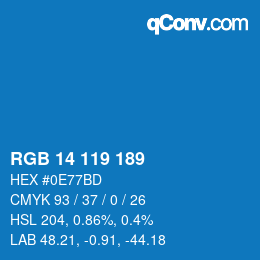 Color code: RGB 14 119 189 | qconv.com