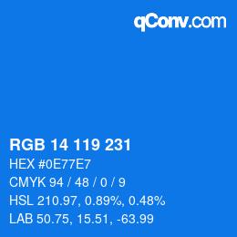 颜色代码: RGB 14 119 231 | qconv.com