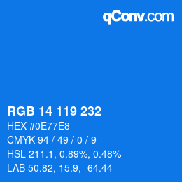 Color code: RGB 14 119 232 | qconv.com