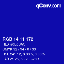 カラーコード: RGB 14 11 172 | qconv.com