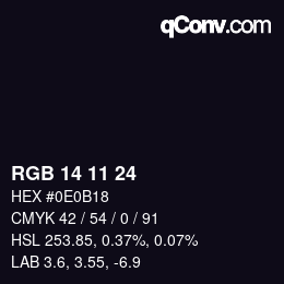颜色代码: RGB 14 11 24 | qconv.com