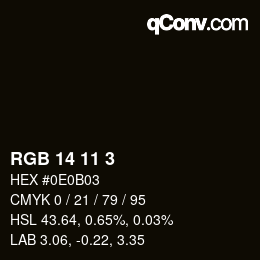 颜色代码: RGB 14 11 3 | qconv.com