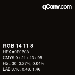 カラーコード: RGB 14 11 8 | qconv.com