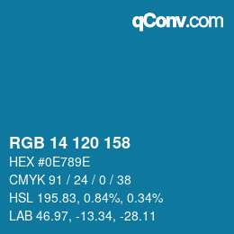 Color code: RGB 14 120 158 | qconv.com