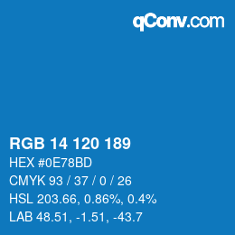カラーコード: RGB 14 120 189 | qconv.com