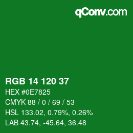 Color code: RGB 14 120 37 | qconv.com