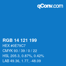 Color code: RGB 14 121 199 | qconv.com