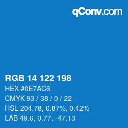 Color code: RGB 14 122 198 | qconv.com