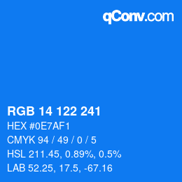 Color code: RGB 14 122 241 | qconv.com