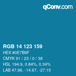 颜色代码: RGB 14 123 159 | qconv.com