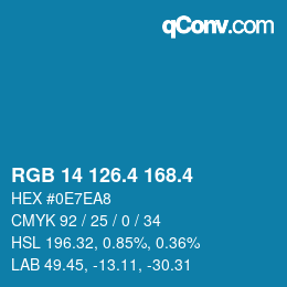 カラーコード: RGB 14 126.4 168.4 | qconv.com
