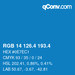 カラーコード: RGB 14 126.4 193.4 | qconv.com