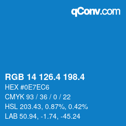カラーコード: RGB 14 126.4 198.4 | qconv.com