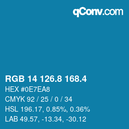 カラーコード: RGB 14 126.8 168.4 | qconv.com