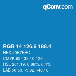 カラーコード: RGB 14 126.8 188.4 | qconv.com