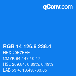 カラーコード: RGB 14 126.8 238.4 | qconv.com