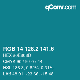 カラーコード: RGB 14 128.2 141.6 | qconv.com