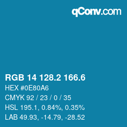 カラーコード: RGB 14 128.2 166.6 | qconv.com