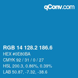 カラーコード: RGB 14 128.2 186.6 | qconv.com