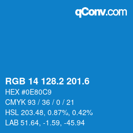 カラーコード: RGB 14 128.2 201.6 | qconv.com