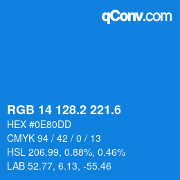 カラーコード: RGB 14 128.2 221.6 | qconv.com