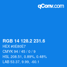 カラーコード: RGB 14 128.2 231.6 | qconv.com