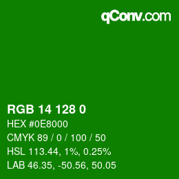 Color code: RGB 14 128 0 | qconv.com