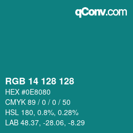 カラーコード: RGB 14 128 128 | qconv.com