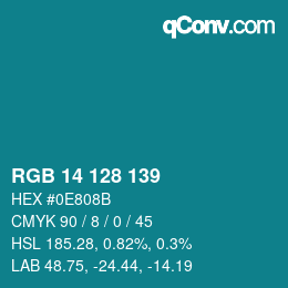颜色代码: RGB 14 128 139 | qconv.com