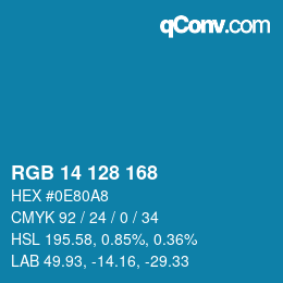 カラーコード: RGB 14 128 168 | qconv.com