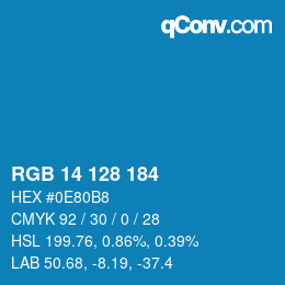 Color code: RGB 14 128 184 | qconv.com