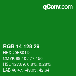 Color code: RGB 14 128 29 | qconv.com