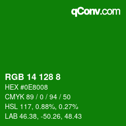 Color code: RGB 14 128 8 | qconv.com