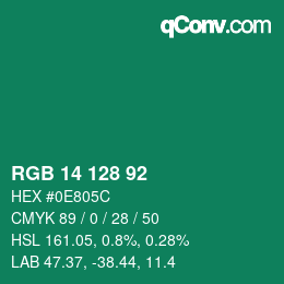 Color code: RGB 14 128 92 | qconv.com