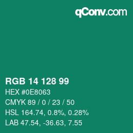 Farbcode: RGB 14 128 99 | qconv.com